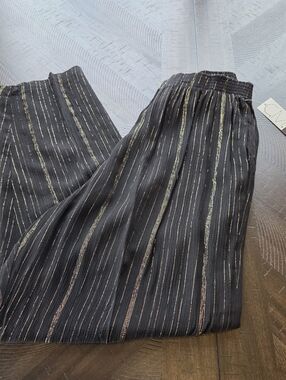 NWT Vintage C.M. Shapes Black & Gold Lurex Striped Pants Plus Size 2X Made in US
